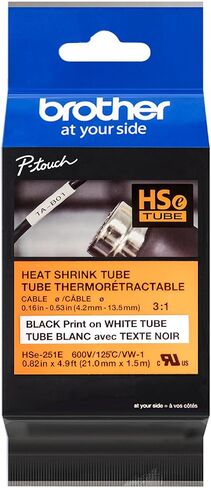 Brother HSe251E 21mm (0.82in) Black on White 3:1 Heat Shrink Tube in Saudi Arabia