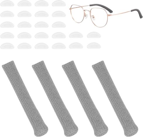 4pcs Eyeglass Ear Pads, Eyeglass Temple Tips Sleeve with Eyeglass Nose Pads Glasses Ear Grip Arm Cushions Retainer in Saudi Arabia