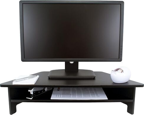 Victor DC050 High Rise Monitor Stand, Raises Monitor to Ergonomic Level, Sturdy Wood Construction, Corner Shelf, Compatible with DC100 & DC200, Black in Saudi Arabia