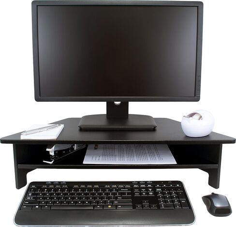 Victor DC050 High Rise Monitor Stand, Raises Monitor to Ergonomic Level, Sturdy Wood Construction, Corner Shelf, Compatible with DC100 & DC200, Black in Saudi Arabia