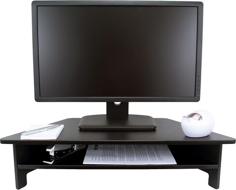 Victor DC050 High Rise Monitor Stand, Raises Monitor to Ergonomic Level, Sturdy Wood Construction, Corner Shelf, Compatible with DC100 & DC200, Black in Saudi Arabia