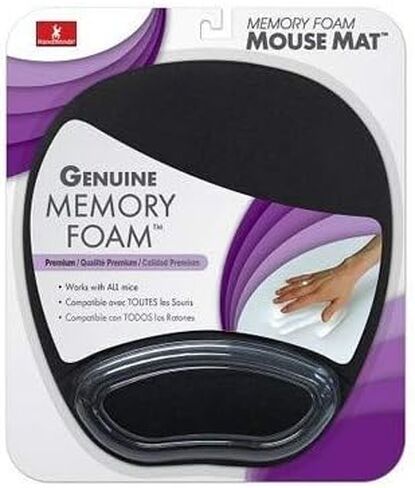 حصيرة ماوس ميموري فوم مع مسند للمعصم - أسود in Kuwait