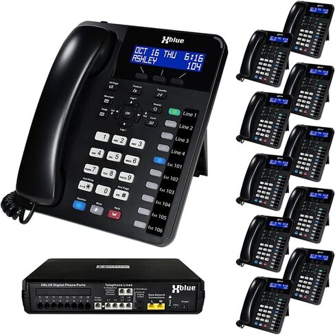 XBLUE X16 Plus Small Business Phone System Bundle with (3) XD10 Digital Phones - Capacity is (6) Outside Line & (16) Digital Phones - Includes Auto Attendant, Voicemail, Caller ID, Paging & Intercom in Saudi Arabia
