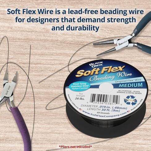 Soft Flex 49 Strand Beading Wire - Medium 0.19 Diameter - 30 Feet Nylon Design Wire in Kuwait