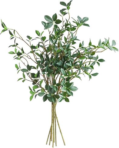 4Pcs Artificial Ficus Greenery Branches Leaf Spray 28.7 inch Faux Eucalyptus Plant Ficus Twig Stems Fake Green Bushes Shrubs Ficus Bunches for Vase Filler Home Office Wedding Decoration in Saudi Arabia