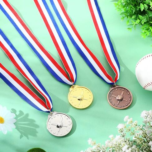 Bucherry 36 Pcs Gold Baseball Award Medals for Kids Gold Silver Bronze Medals with Ribbon Sports Style Baseball Trophy for Kids Adults Winner Prizes Party Favors, Olympic Style, 2 Inches in Kuwait