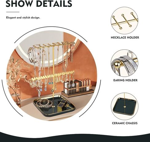 Necklace Holder Ceramic Base, Jewelry Stand Organizer Necklace Organizer, Necklace Organizer Jewelry Holder Display for Necklace, Bracelets, Rings. in Saudi Arabia