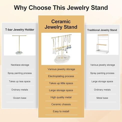 Necklace Holder Ceramic Base, Jewelry Stand Organizer Necklace Organizer, Necklace Organizer Jewelry Holder Display for Necklace, Bracelets, Rings. in Saudi Arabia