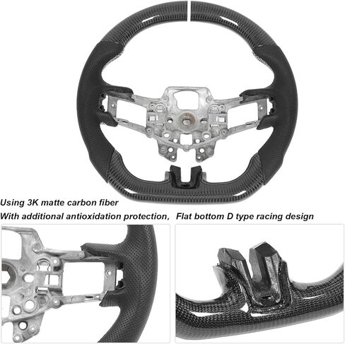 for mustang steering wheel, Acouto Carbon Fiber Steering Wheel Perforated Leather with Stitching Replacement for Ford Mustang V6 for EcoBoost for GT for Shelby GT350 GT350R 2015-2017 in Saudi Arabia