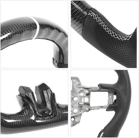 for mustang steering wheel, Acouto Carbon Fiber Steering Wheel Perforated Leather with Stitching Replacement for Ford Mustang V6 for EcoBoost for GT for Shelby GT350 GT350R 2015-2017 in Saudi Arabia