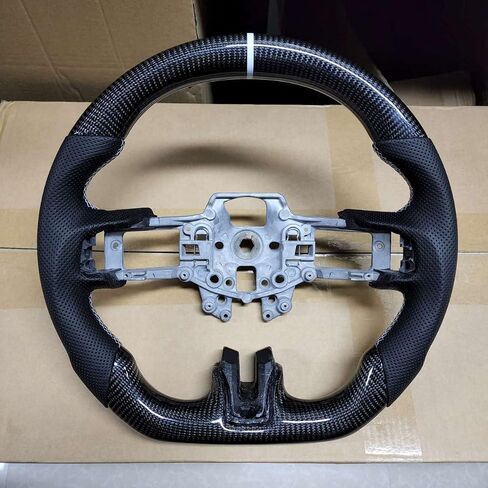 for mustang steering wheel, Acouto Carbon Fiber Steering Wheel Perforated Leather with Stitching Replacement for Ford Mustang V6 for EcoBoost for GT for Shelby GT350 GT350R 2015-2017 in Saudi Arabia