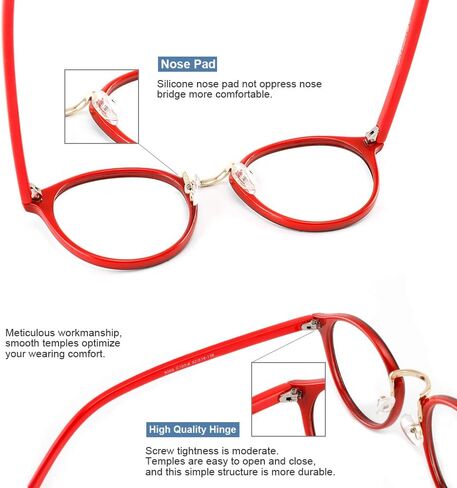 Cyxus Nerd Glasses Round Blue Light Glasses for Women Men Reduce Eye Strain UV Blocking for Computer Screen（8065T01 Black） in Saudi Arabia