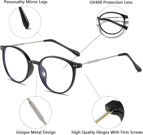 Sleek Round Blue Light Blocking Glasses Computer/Gaming/Screen Glasses for Women or Men in Saudi Arabia