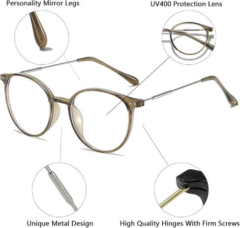 Sleek Round Blue Light Blocking Glasses Computer/Gaming/Screen Glasses for Women or Men in Saudi Arabia