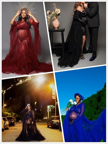 BPURB Women Dressing Gown Perspective Sheer Long Robe Puffy Tulle Robe Sheer for Maternity Photoshoot in Saudi Arabia