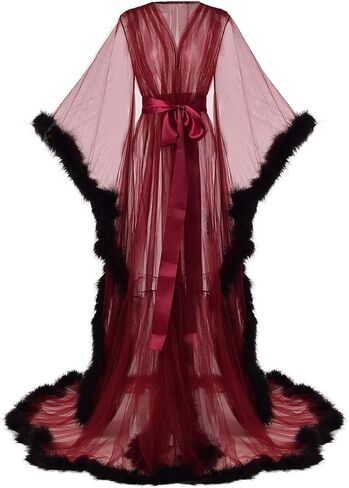 BPURB Women Dressing Gown Perspective Sheer Long Robe Puffy Tulle Robe Sheer for Maternity Photoshoot in Saudi Arabia