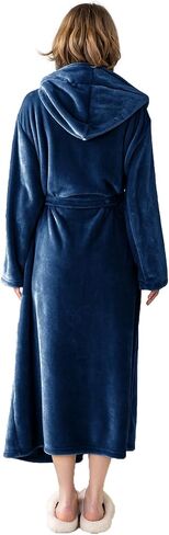 Women's Hooded Long Bathrobe, Silky Soft Lightweight Plush Fleece Robe Warm and Comfy to Wear in Saudi Arabia