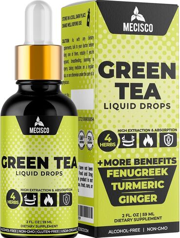 2 أونصة سائلة من مستخلص الشاي الأخضر العضوي - ممزوجة بالحلبة والزنجبيل والكركم - تدعم الصحة العامة وصحة المناعة والقلب للرجال والنساء - نباتي وغير معدل وراثيًا in Kuwait