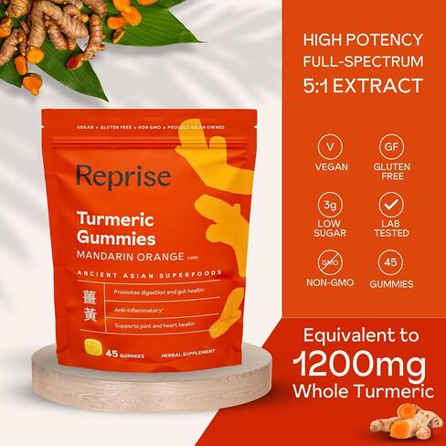 Turmeric Gummies for Inflammation | Turmeric Supplement Gummies | Turmeric Gummies for Women and for Men | | Natural Joint, Digestion, and Immune Support, Low-Sugar, Vegan, Citrus Flavor, 45 Count in Kuwait