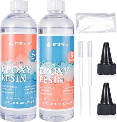20oz Epoxy Resin Kit - Food Grade Epoxy Resin (10oz Resin + 10oz Hardener), Crystal Clear Epoxy Resin for Countertops, Bar, Crafts, Etc - Self Leveling, No Bubble & Yellowing 2 Part Art Epoxy Resin in Saudi Arabia