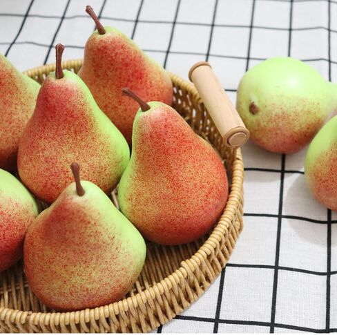 6 قطع من الفاكهة الاصطناعية الكمثرى المزيفة محاكاة واقعية للديكور الكمثرى ومهرجان الزفاف والمطبخ ونموذج ديكور للتصوير الفوتوغرافي (لون غروب الشمس) in Kuwait