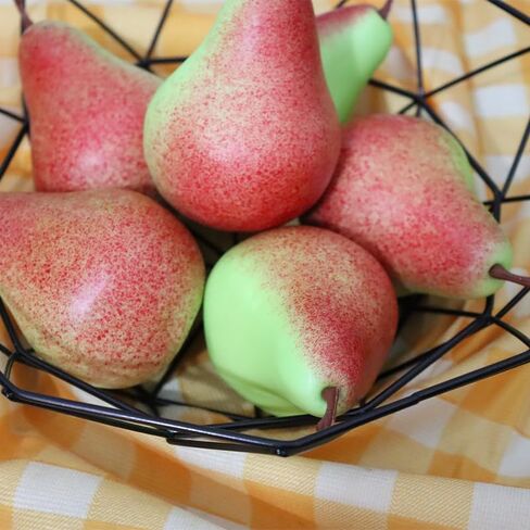 6 قطع من الفاكهة الاصطناعية الكمثرى المزيفة محاكاة واقعية للديكور الكمثرى ومهرجان الزفاف والمطبخ ونموذج ديكور للتصوير الفوتوغرافي (لون غروب الشمس) in Kuwait