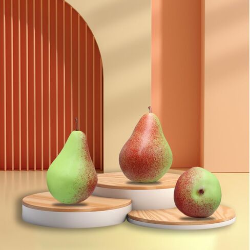 6 قطع من الفاكهة الاصطناعية الكمثرى المزيفة محاكاة واقعية للديكور الكمثرى ومهرجان الزفاف والمطبخ ونموذج ديكور للتصوير الفوتوغرافي (لون غروب الشمس) in Kuwait