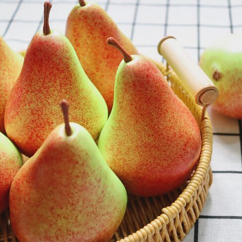 6 قطع من الفاكهة الاصطناعية الكمثرى المزيفة محاكاة واقعية للديكور الكمثرى ومهرجان الزفاف والمطبخ ونموذج ديكور للتصوير الفوتوغرافي (لون غروب الشمس) in Kuwait