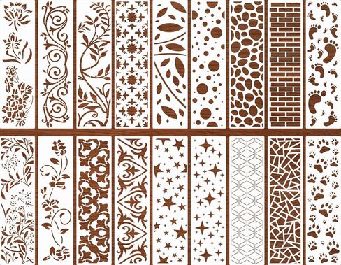 18 قطعة من استنسل الحدود قابلة لإعادة الاستخدام للرسم، قالب استنسل أوراق الشجر، استنسل تزيين الكيك للأثاث من القماش القماشي، بطاقة القصاصات الخشبية، صناعة يدوية فنية in Kuwait