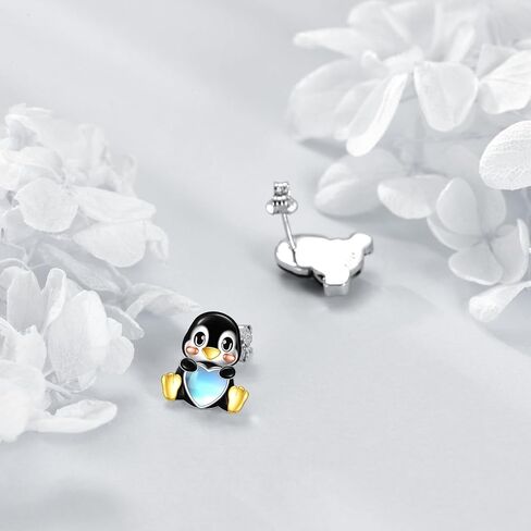 Penguin Earrings for Women Sterling Silver Penguin Jewelry Moonstone Stud Earrings for Women in Saudi Arabia