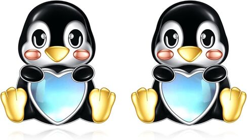 Penguin Earrings for Women Sterling Silver Penguin Jewelry Moonstone Stud Earrings for Women in Saudi Arabia