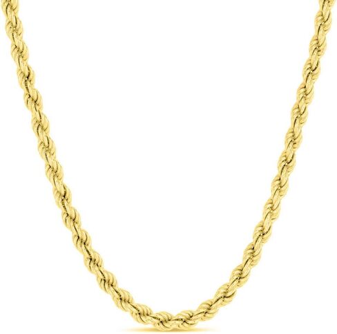 Verona Jewelers 925 Sterling Silver Diamond-Cut Rope Chain Necklace 2MM, 3MM, 4MM - 925 Braided Twist Italian Necklace, 925 Gold Rope Chain, 14K Gold Over Silver Rope Chain Necklace in Kuwait