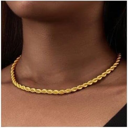 Verona Jewelers 925 Sterling Silver Diamond-Cut Rope Chain Necklace 2MM, 3MM, 4MM - 925 Braided Twist Italian Necklace, 925 Gold Rope Chain, 14K Gold Over Silver Rope Chain Necklace in Kuwait