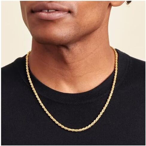 Verona Jewelers 925 Sterling Silver Diamond-Cut Rope Chain Necklace 2MM, 3MM, 4MM - 925 Braided Twist Italian Necklace, 925 Gold Rope Chain, 14K Gold Over Silver Rope Chain Necklace in Kuwait