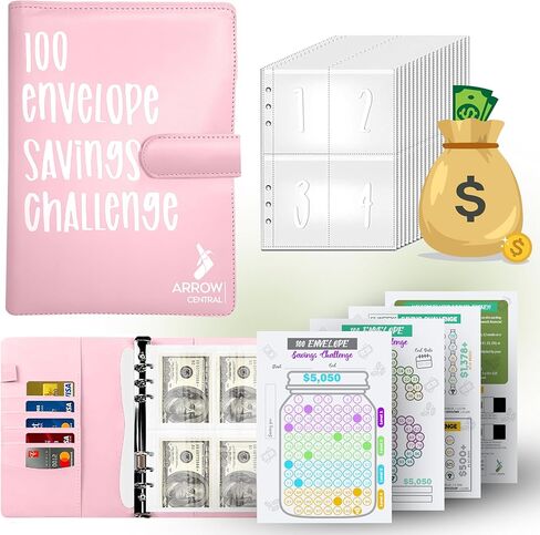 100 Envelopes A5 Money Saving Budget Binder with Cash Envelopes - Challenge Book to Save $5,050 (Green) in Saudi Arabia