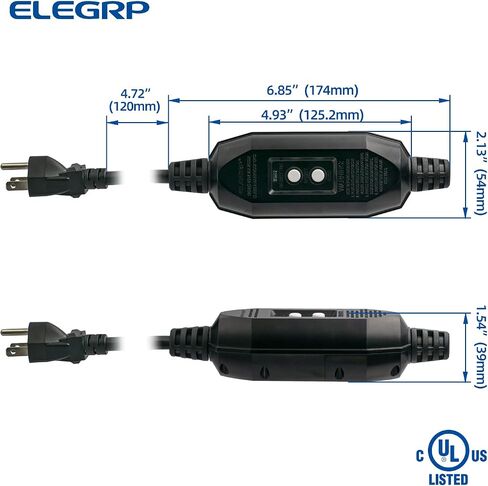 ELEGRP G1215CM G20CMR Patented Auto-Monitoring GFCI Replacement Plug Inline Assembly, Manual Reset 15 Amp Grounded 3 Wires 3-Prongs for Power Tools, Lawn Equipment etc, UL Listed, 1 Pack, Black in Kuwait