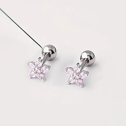 Cartilage Earrings for Women Rhinestone Flower Stud Earrings Cartilage Earring Stud Stainless Steel Forward Helix Tragus Earrings in Saudi Arabia