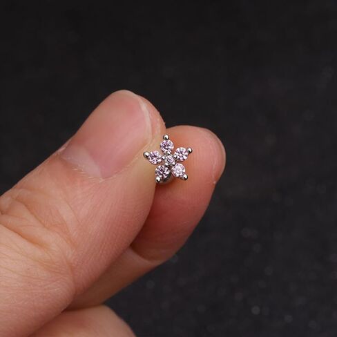 Cartilage Earrings for Women Rhinestone Flower Stud Earrings Cartilage Earring Stud Stainless Steel Forward Helix Tragus Earrings in Saudi Arabia