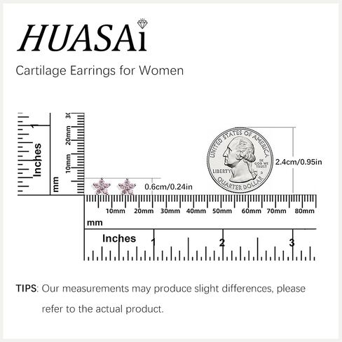 Cartilage Earrings for Women Rhinestone Flower Stud Earrings Cartilage Earring Stud Stainless Steel Forward Helix Tragus Earrings in Saudi Arabia