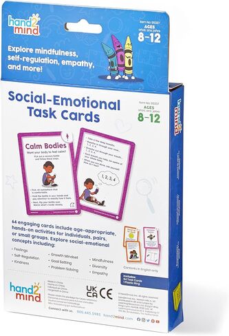 hand2mind Social Emotional Task Cards for Ages 3+, Social Emotional Learning Activities, Calm Down Corner, Play Therapy Toys for Counselors, SEL Games, Preschool Card Games, Feelings Flash Cards in Saudi Arabia