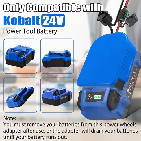 Power Wheel for Kobalt 24V Max Battery Adapter, for Power Wheels DIY Converter Kit with Fuses & 14AWG Wire & Control Switch Use for DIY Ride On Cars, Modified RC Toys, Rc Truck, Robotics in Saudi Arabia