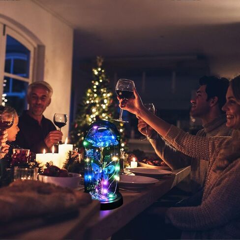 عيد الأم هدايا زهرة الورد للأم من ابنتها، وردة الفراشة الزرقاء المجرة في قبة زجاجية تضيء زهرة الورد الاصطناعية، وردة زجاجية أبدية هدية للمرأة لعيد الأم والذكرى السنوية لعيد الميلاد in Kuwait