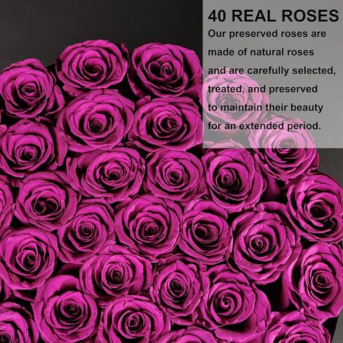 Luxury Preserved Roses in Suede Box - Flower Roses Gifts for Women, Valentines Day Flowers Mothers Day Roses - Birthday Flowers for Delivery Prime - 40 Pieces (Pink) in Saudi Arabia