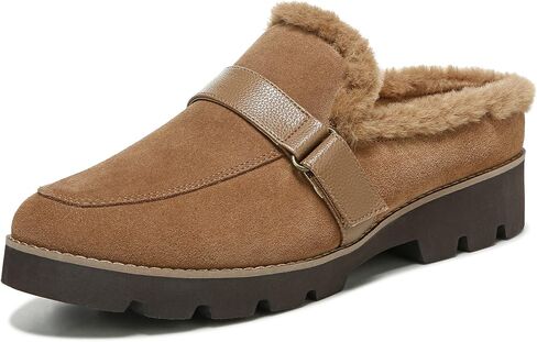 Vionic Women's Charm Kailen Faux Shearling Fuzzy Mules - Supportive Ladies Lug Sole Flats That Include Three-Zone Comfort with Orthotic Insole Arch Support, Medium Fit, Sizes 5-10 in Saudi Arabia