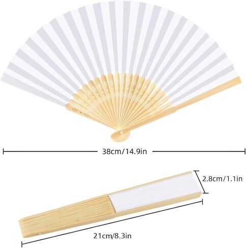 12PCS Foldable Bamboo Fans Paper Folding Fan Handheld Hand Holding Fan for Wedding Dancing Party Decoration in Saudi Arabia