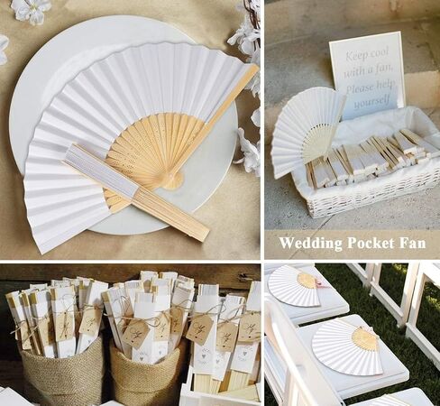 12PCS Foldable Bamboo Fans Paper Folding Fan Handheld Hand Holding Fan for Wedding Dancing Party Decoration in Saudi Arabia