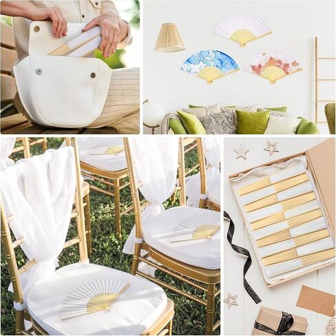 12PCS Foldable Bamboo Fans Paper Folding Fan Handheld Hand Holding Fan for Wedding Dancing Party Decoration in Saudi Arabia