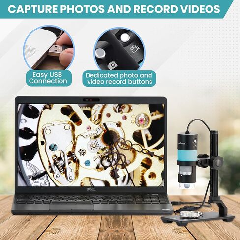 AmScope 8.3MP مجهر USB رقمي احترافي مستقطب مع تكبير 10X-280X وإضاءة LED وحامل معدني للفحص الصناعي والتصنيع والهوايات HHD8300-P in Kuwait