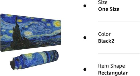 حقل القمح من Van Gogh مع لوحة ماوس السرو، لوحة ماوس ألعاب كبيرة ممتدة مقاس XL كبيرة الحجم وطويلة وحواف مخيطة مقاس 31.5 × 11.8 بوصة للمكتب المنزلي in Kuwait