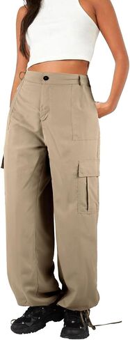 utcoco Women's High Waist Straight Leg Cargo Pants Casual Relaxed Fit Multiple Pockets Work Pants in Saudi Arabia
